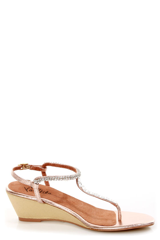 wedge thong sandals with rhinestones