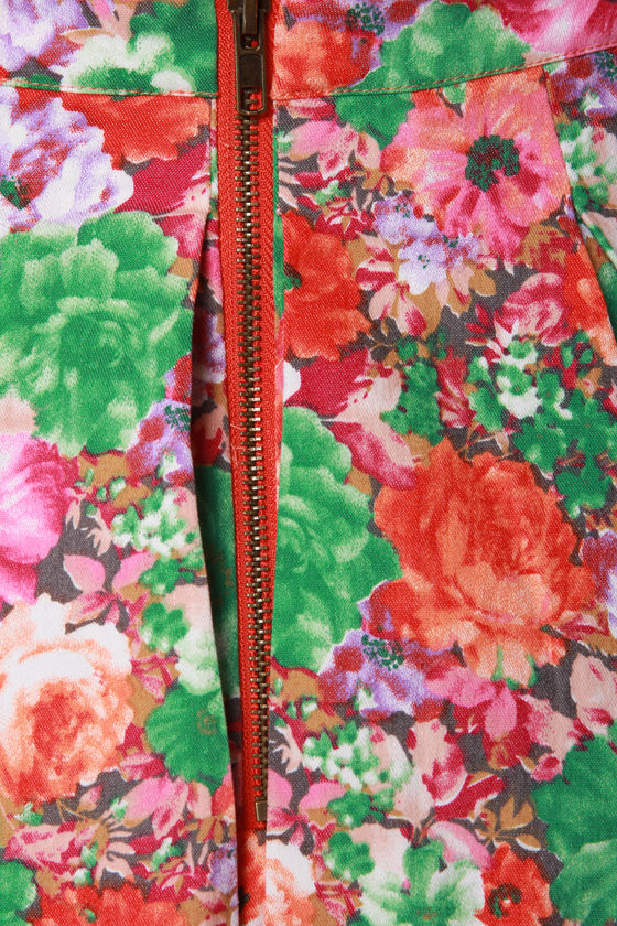 Adorbale Floral Print Skirt - Mini Skirt - Skater Skirt - $40.00