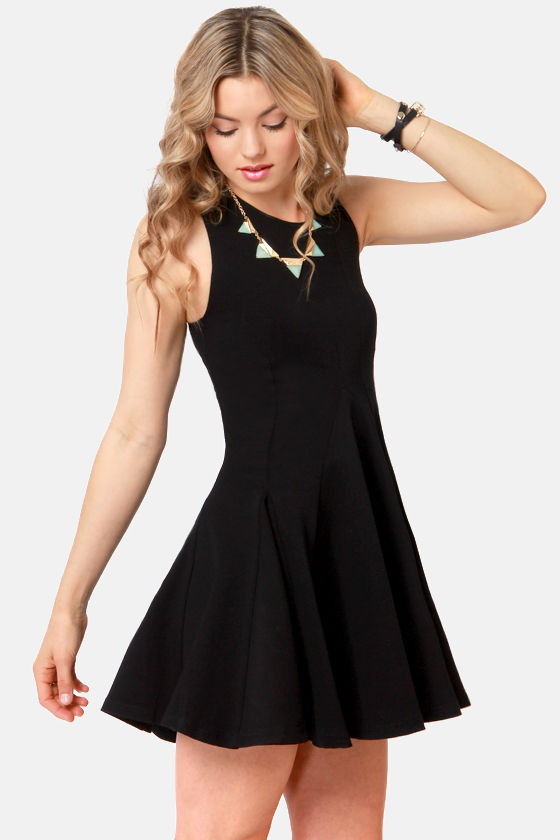 Hip Black Dress - Flared Dress - $71.00