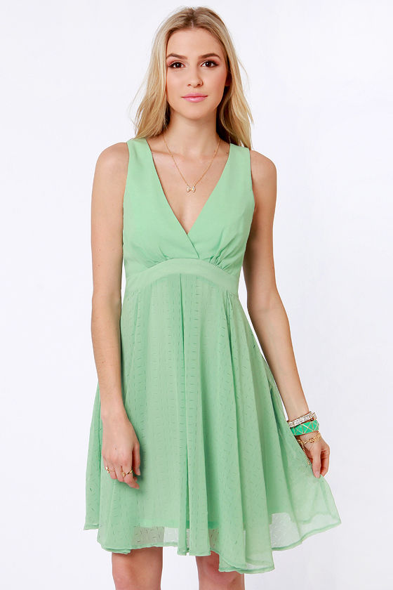 Pretty Mint Green Dress - Chiffon Dress - $51.00