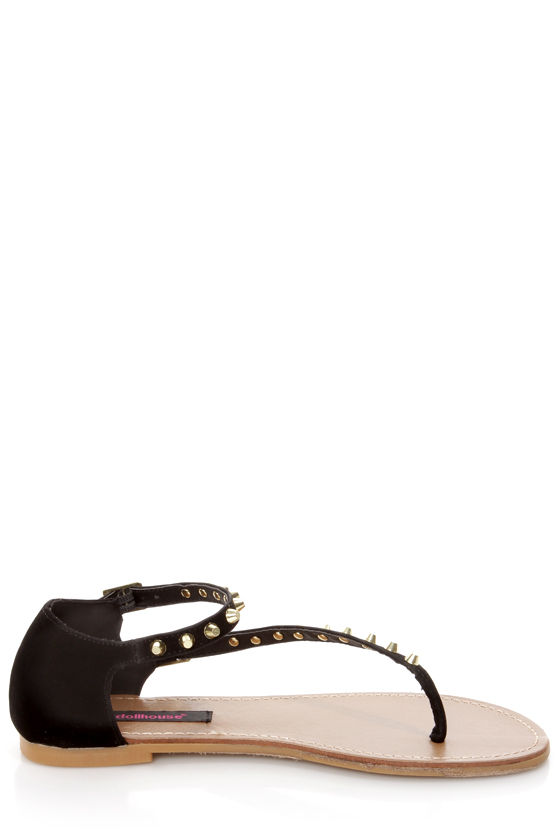 Dollhouse Sky Black Studded Thong Sandals - $24.00
