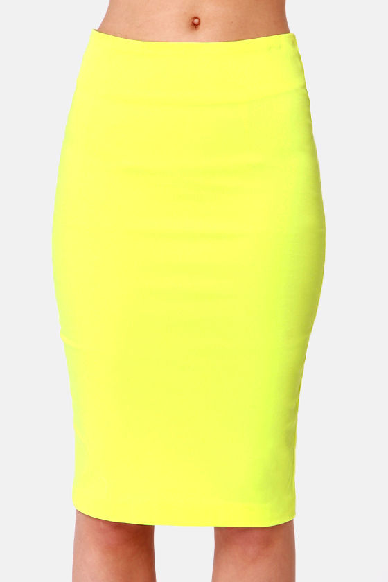 Cute Neon Yellow Skirt - Pencil Skirt - $43.00