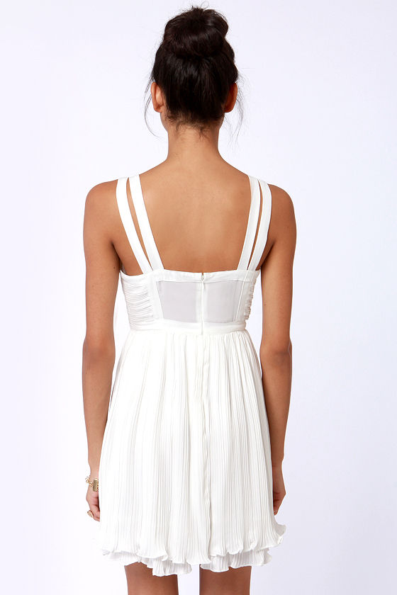 Pretty Studded Dress Ivory Dress Pleated Dress 58.00