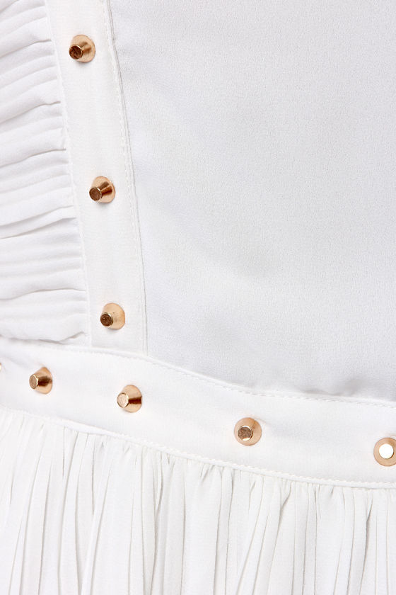 Pretty Studded Dress Ivory Dress Pleated Dress 58.00