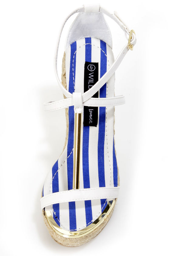 Wild Diva Lounge Madison 50B White T-Strap Espadrille Wedges - $36.00