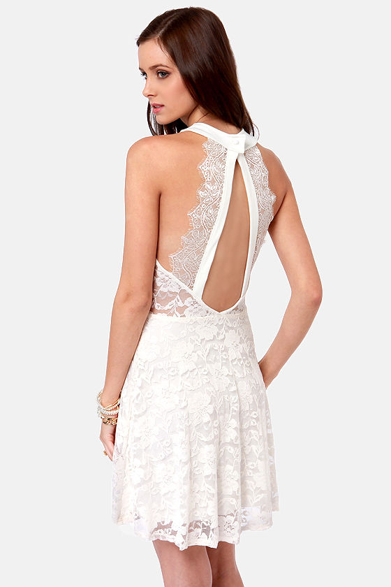 Pretty Ivory Dress - Lace Dress - Backless Dress - $43.00