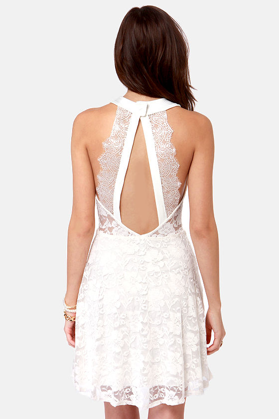 Pretty Ivory Dress - Lace Dress - Backless Dress - $43.00