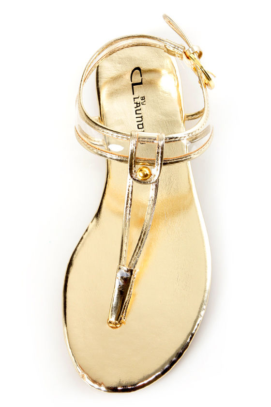Chinese Laundry Natalia Clear and Light Gold Thong Sandals - $47.00