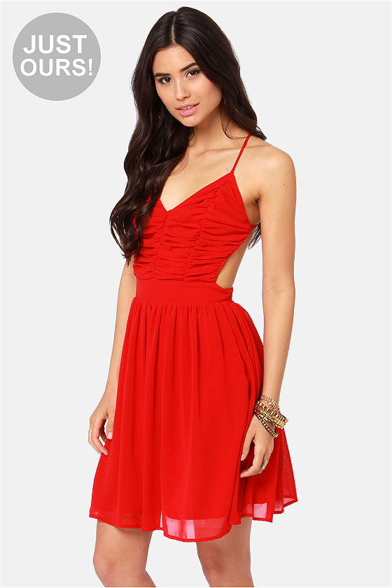red gown backless