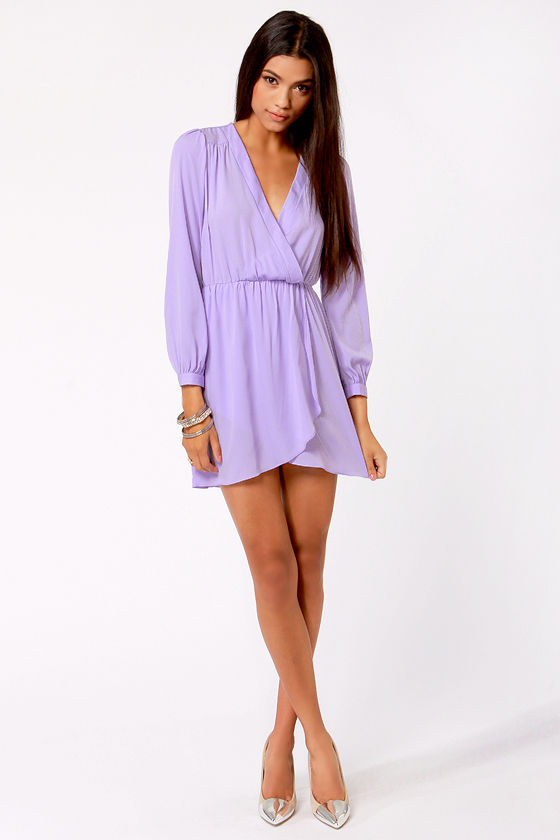 long sleeve lilac gown