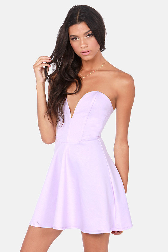 Sexy Lavender Dress - Strapless Dress - Skater Dress - $44.00
