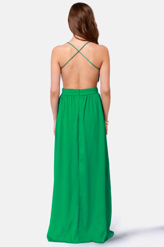 Sexy Backless Dress Jungle Green Dress 49.00