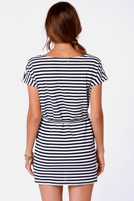 Cute Striped Dress - White Dress - Navy Blue Dress - $33.00