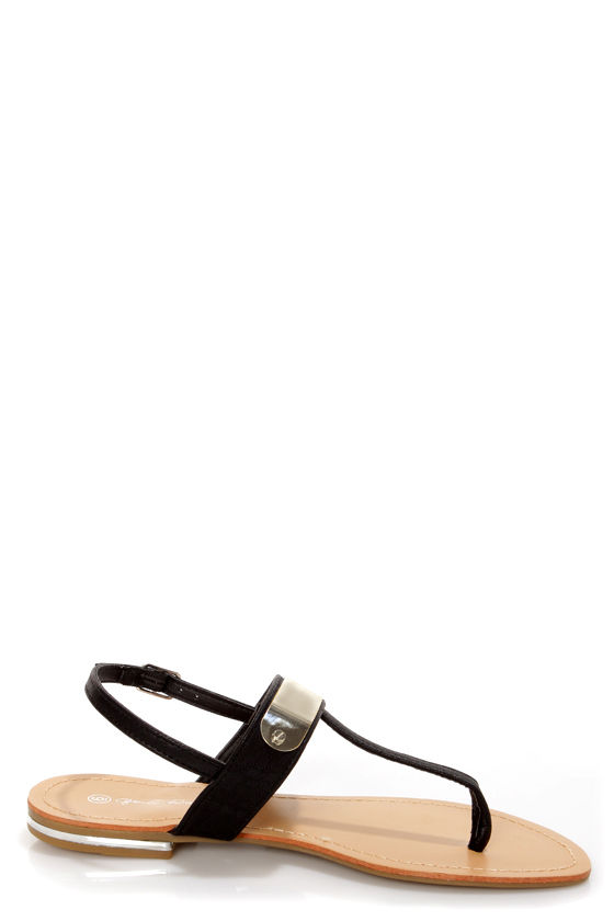 Zuri 1 Black Silver Plated Thong Sandals - $23.00