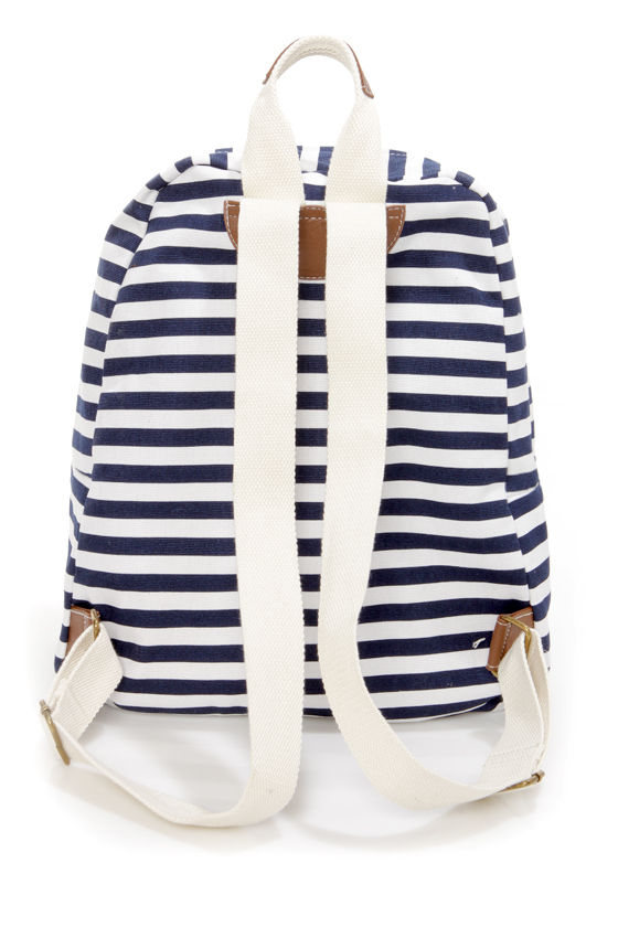 Madden Girl Bskool Backpack - Striped Backpack - Navy Blue Backpack ...