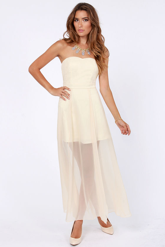 Gorgeous Strapless Dress - Cream Dress - Maxi Dress - $52.00