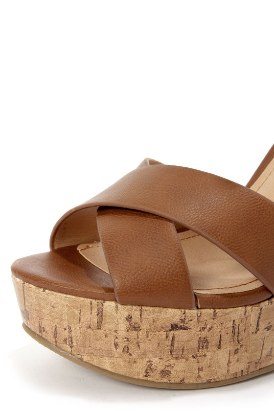 tan platform wedge