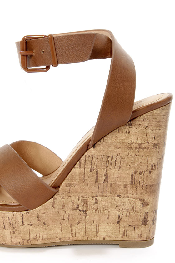 tan platform wedge