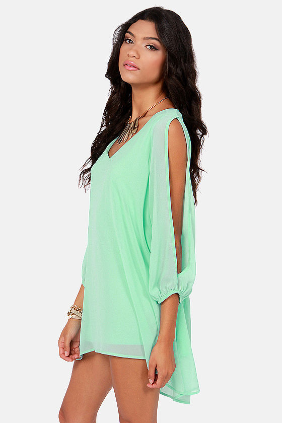 Pretty Mint Blue Dress Shift Dress Cold Shoulder Dress 44.00