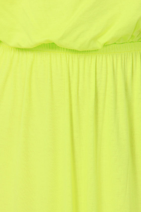 Cute Highlighter Yellow Dress - Maxi Dress - Strapless Dress - $41.00