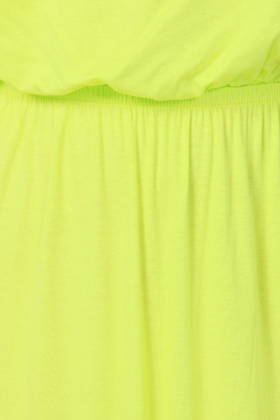 Cute Highlighter Yellow Dress Maxi Dress Strapless Dress 41.00