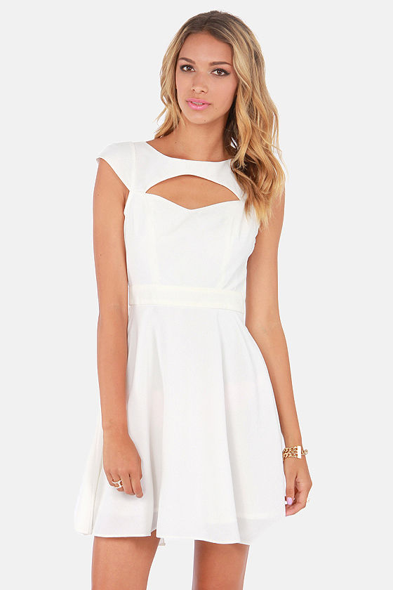 Cute Ivory Dress - Skater Dress - White Dress - $80.00