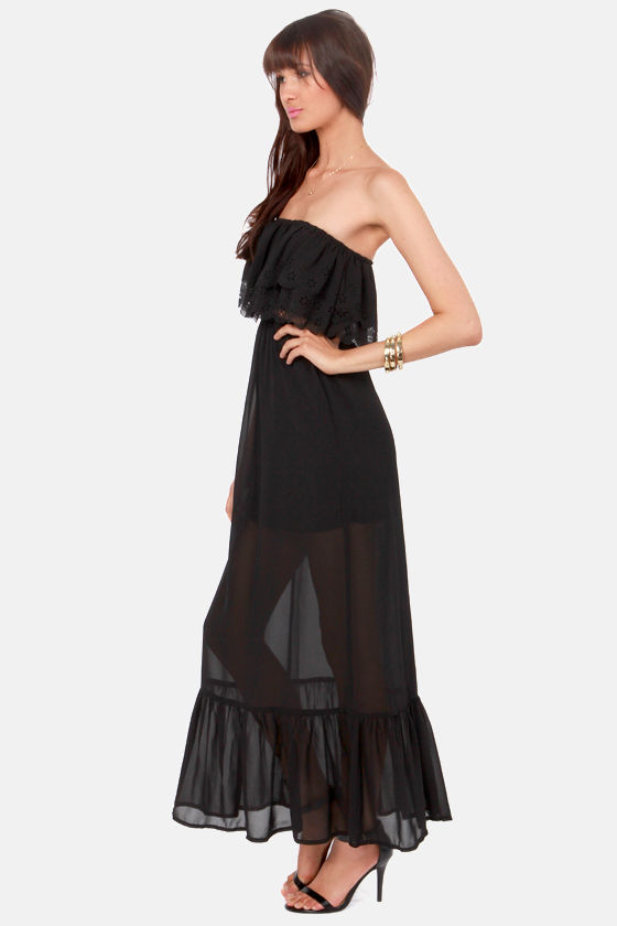 Cute Strapless Dress - Black Dress - Maxi Dress - $46.00