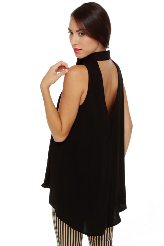 Cute Sleeveless Top Black Top Black Tunic 40.00