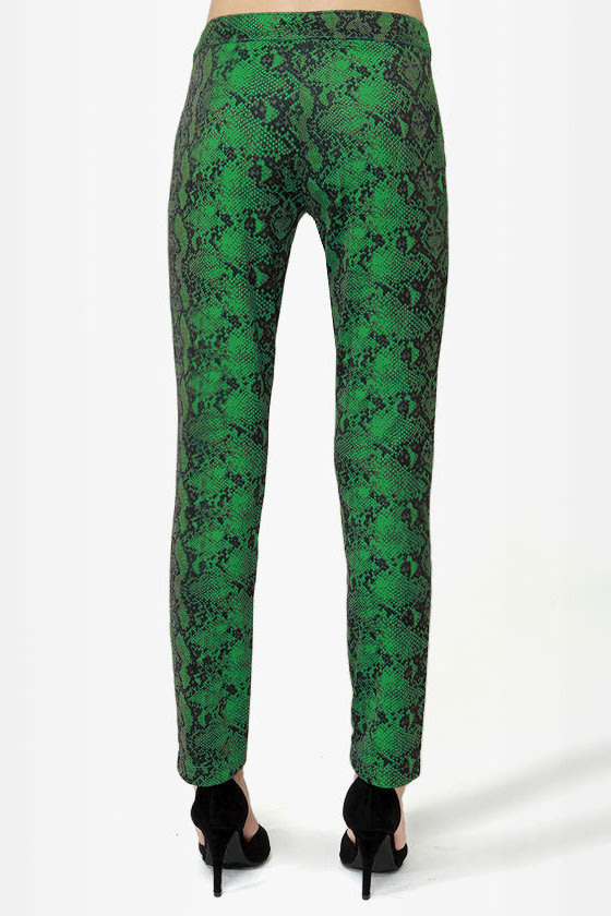green snakeskin trousers