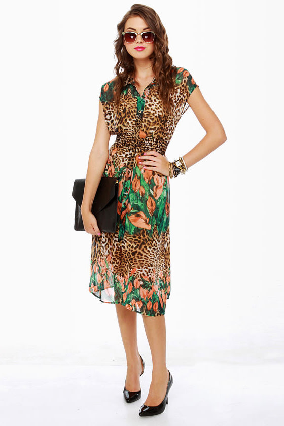 Cute Print Dress - Leopard Print Dress - Floral Dress - $45.00