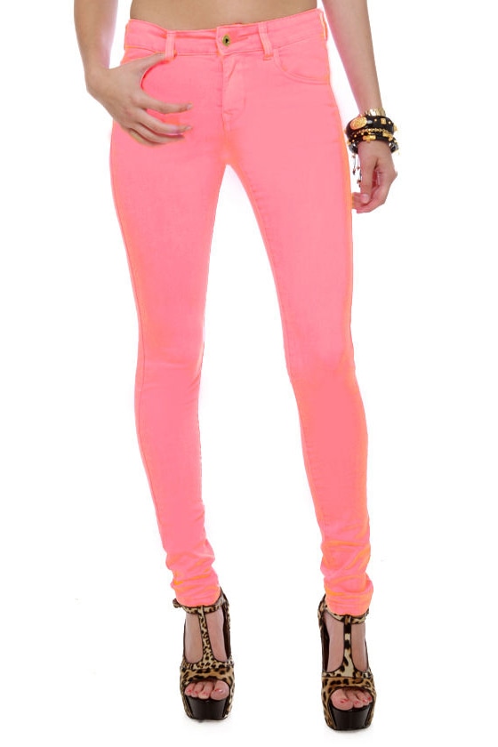 pink skinny jeans womens