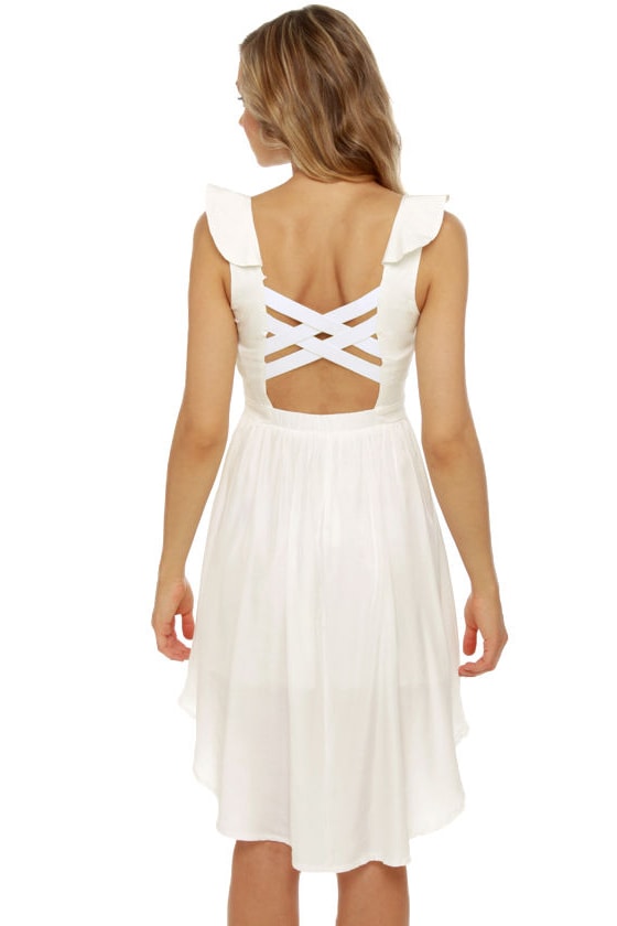 Cute White Dress - High Low Dress - Sleeveless Dress - $47.00