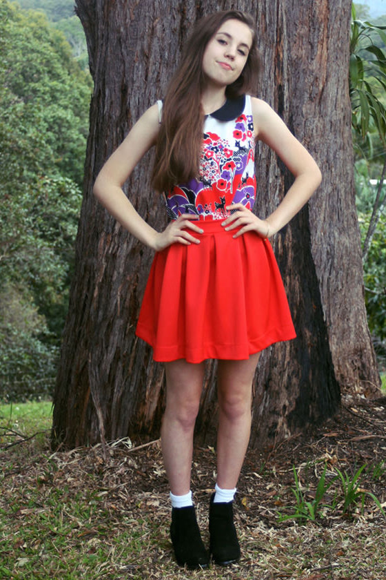 Cute Coral Red Skirt - Orange Skirt - Mini Skirt - Pleated Skirt - $42.00