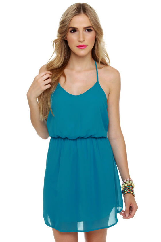 Cute Aqua Dress - Tank Dress - Blue Dress - $42.00
