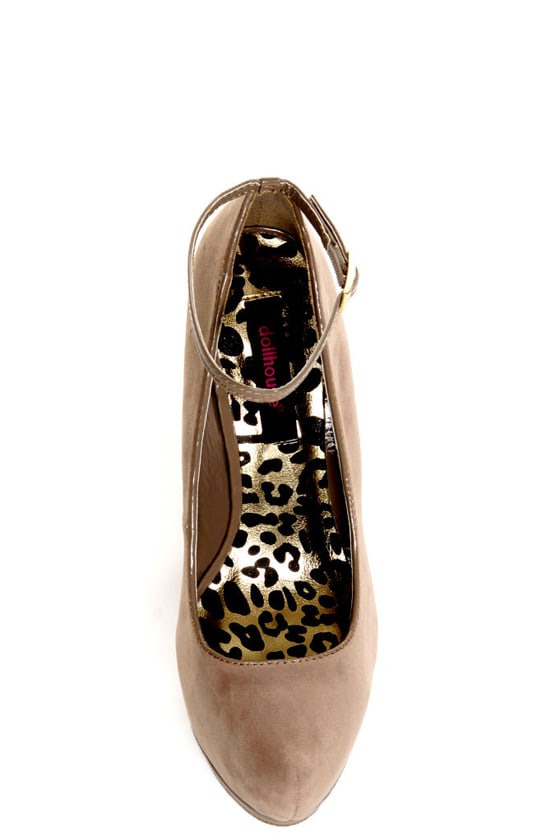 taupe platform pumps