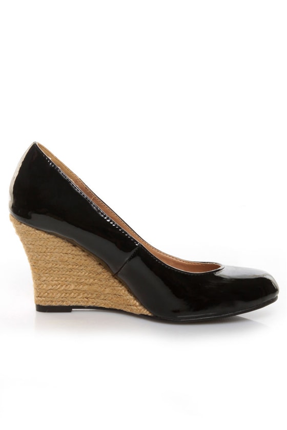 black patent espadrille