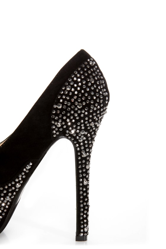 rhinestone platform pumps