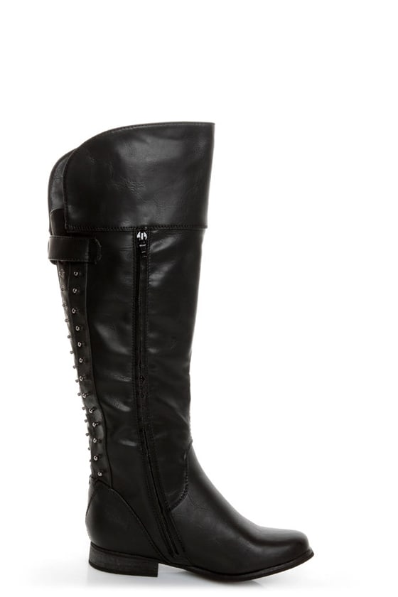Not Rated Battlefront Black Snap Button-Studded OTK Riding Boots - $69.00