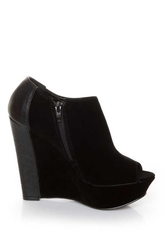 open toe wedge boots