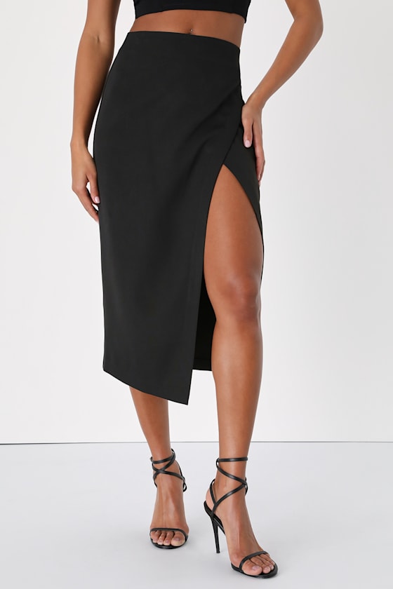 Dedicated Style Black High-Waisted Tulip Midi Skirt 2