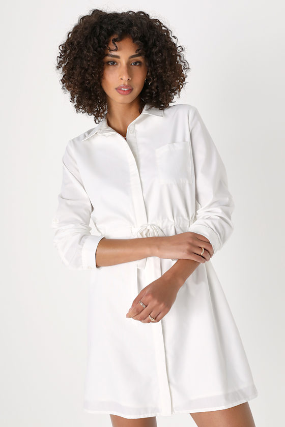 White Shirt Dress Long Sleeve Shirt Dress ButtonUp Dress Lulus