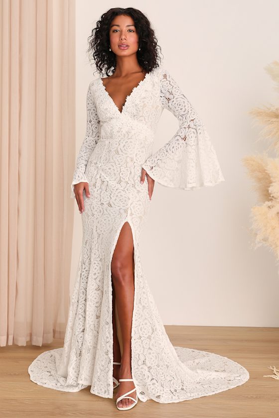 Duchess Ivory Lace Bell Sleeve Maxi Dress 11