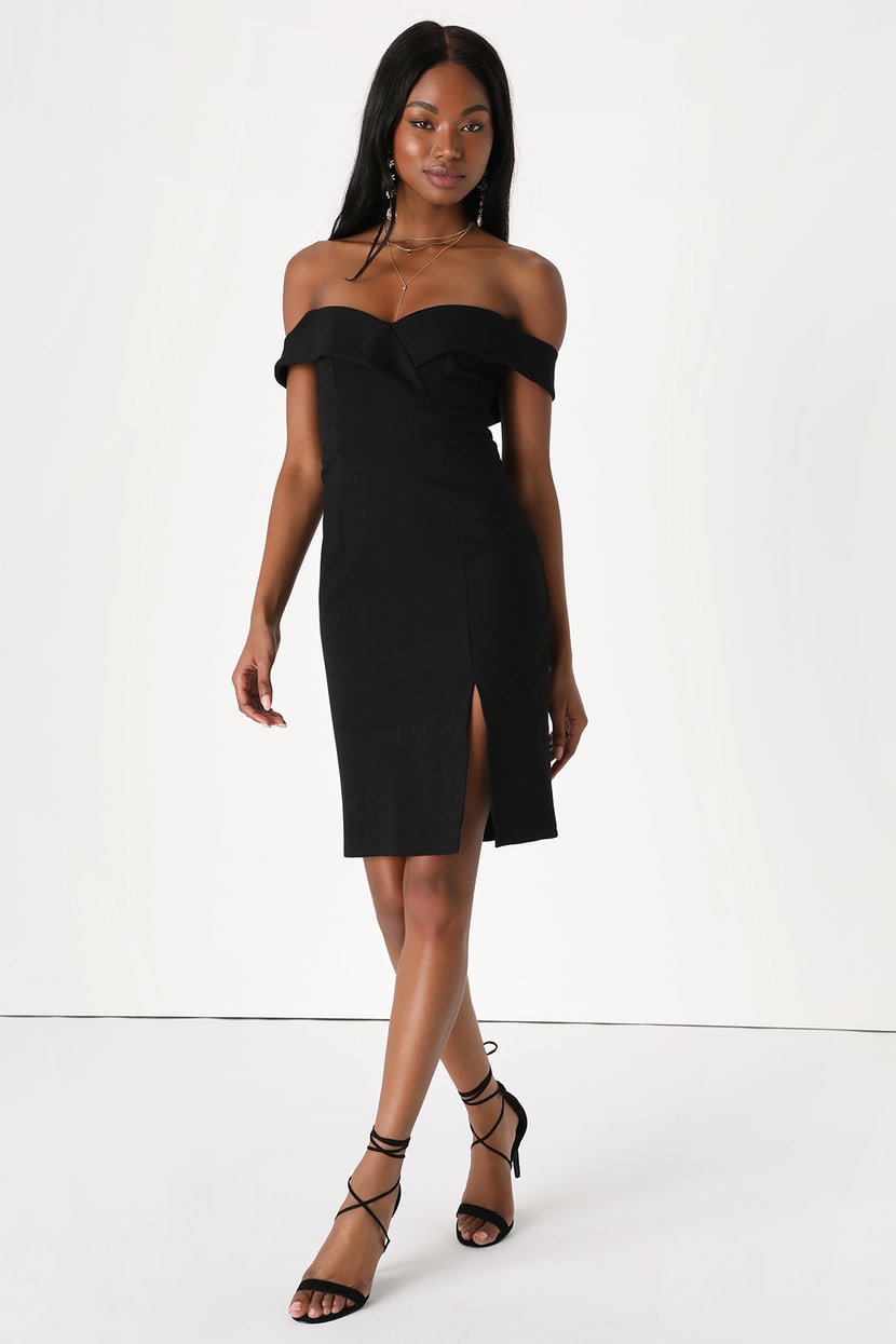 Chic Black Dress - Off-the-Shoulder Dress - Bodycon Dress - LBD - Lulus