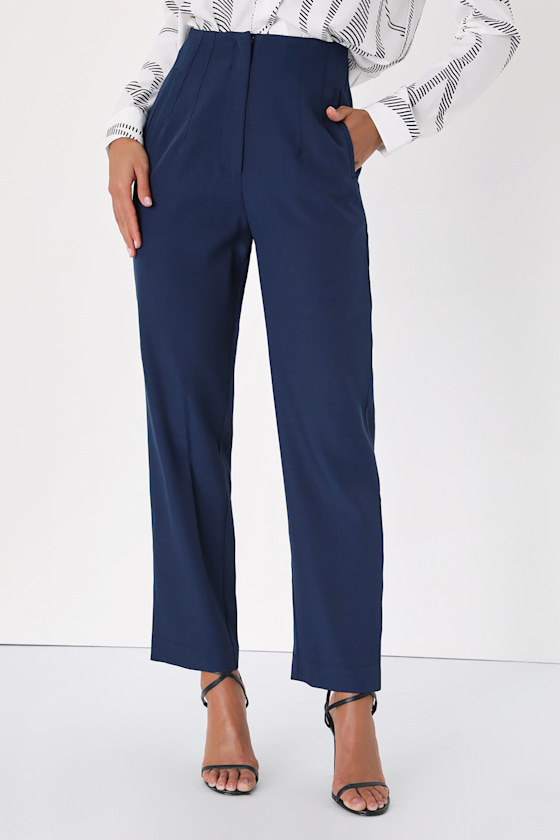 Navy Blue Straight Pants main image 0