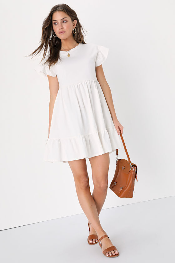 Sweetest Style White Tiered Babydoll Dress 3
