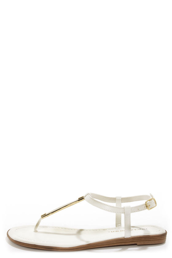 City Classified Born White and Gold Thong Sandals - $16.00 - Lulus