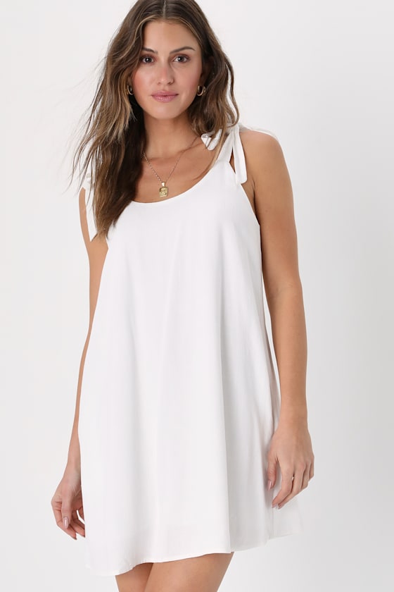 Jessy Beaded Strap Mini Dress (White) main image 1