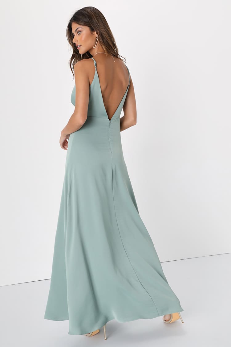 sachin and babi light blue dress Sage Green Backless Gown main image 1