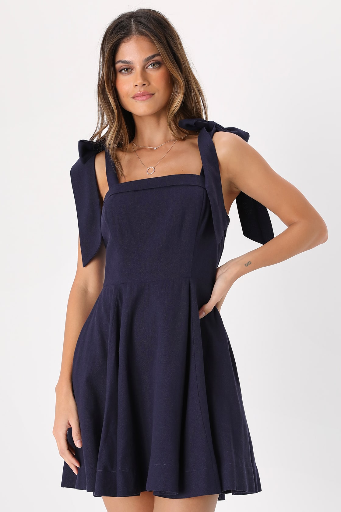 Navy Blue Tie-Strap Dress - Dress With Pockets - Mini Dress - Lulus