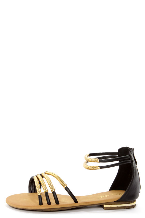 Bonzo 3 Black and Gold Wrapped Strappy Gladiator Sandals - $23.00 - Lulus